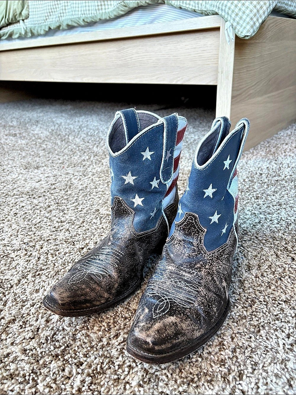 Roper American Beauty / American Flag Cowboy Boots Ankle Boots US 7.5